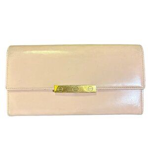Authentic Vintage Cartier Light Pink Love Wallet with Gold Accents